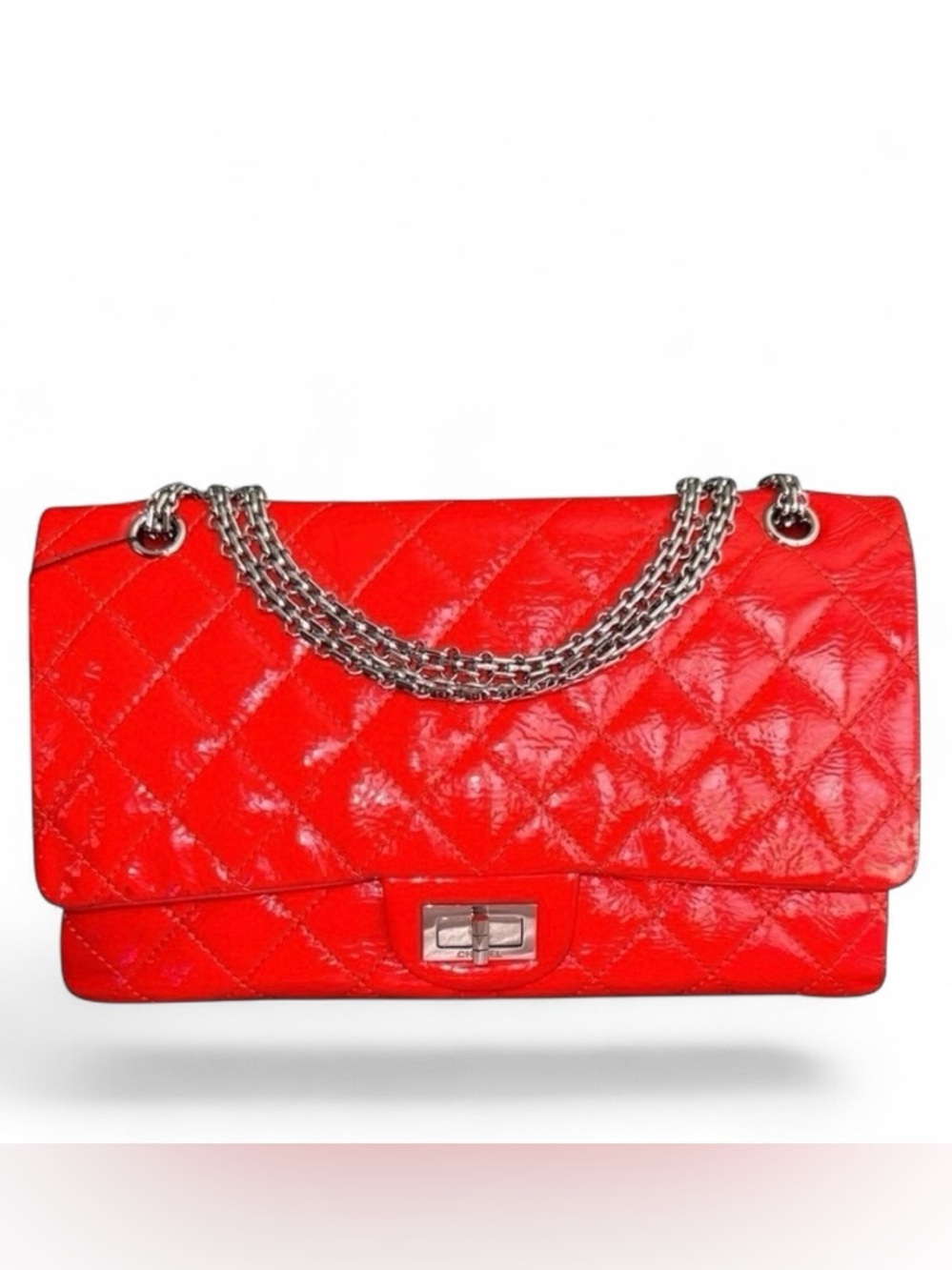 CHANEL Reissue 2.55 Medium Red Quilted Leather Dbl FlapBag w/COA